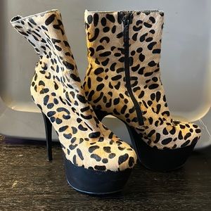 Animal print, heeled booties